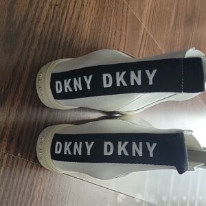 DKNY White and Black High-Top Sneakers